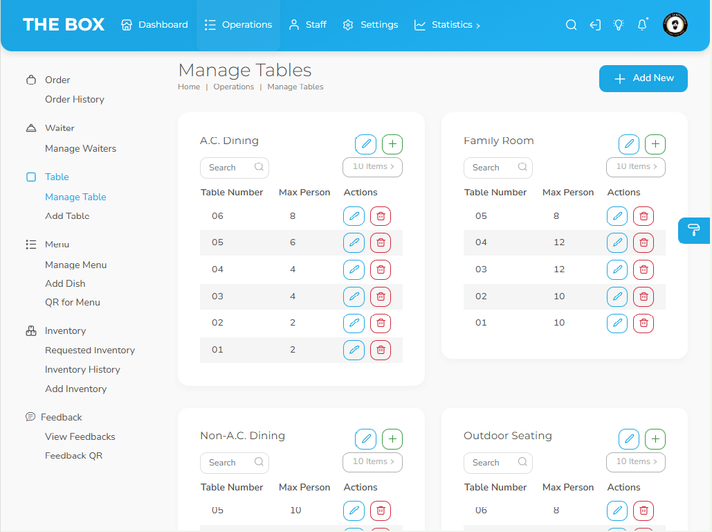 Smart Table Manager TheBox - Restaurant Management